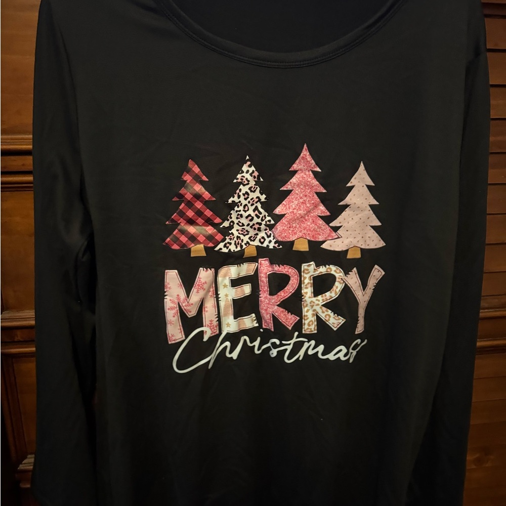 Black Merry Christmas Long Sleeve Shirt